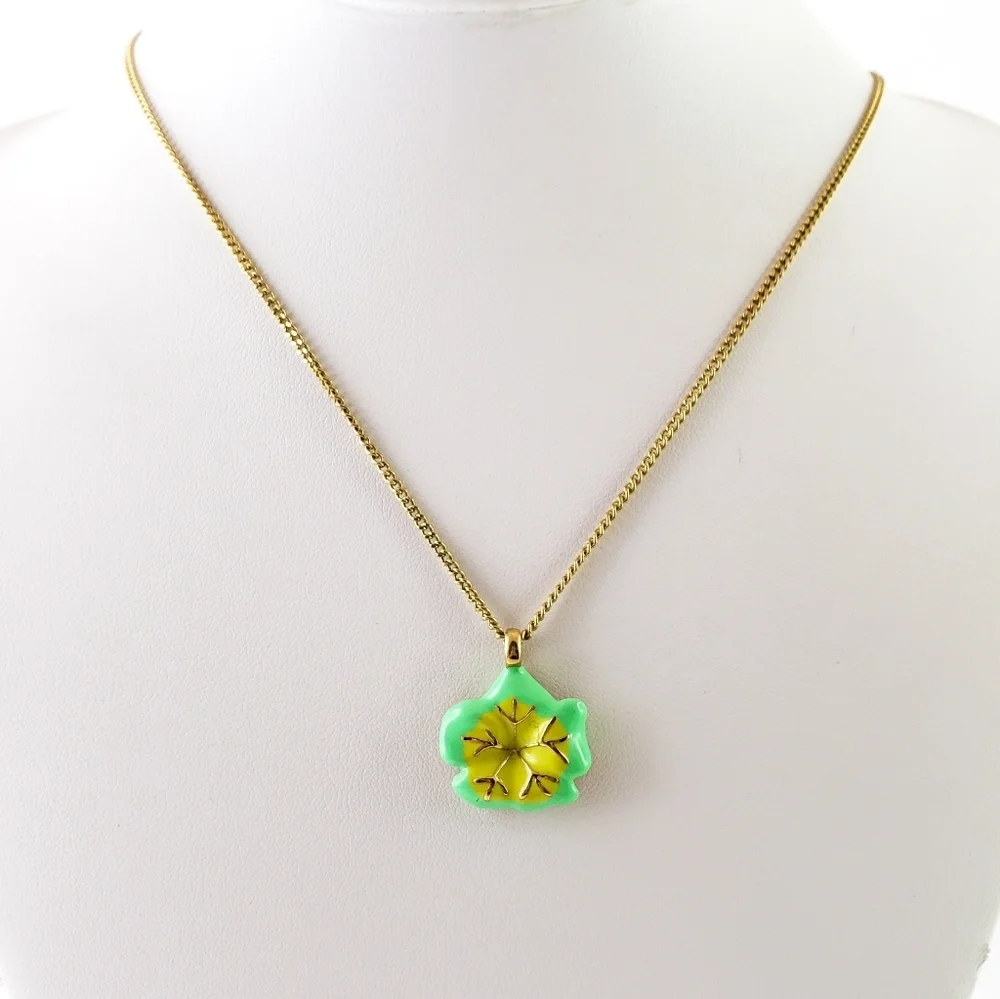 Crewcuts Flower Pendant Necklace Green Yellow Lime